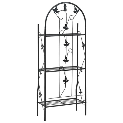 vidaXL Plant Rack | Black | Powder-coated iron | Medium | Decorative Inlays 4