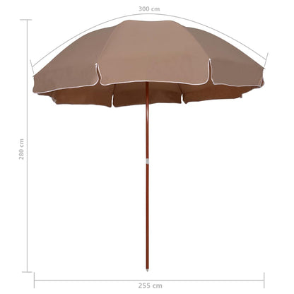 vidaXL Garden Parasol with Steel Pole 300 cm Taupe 5