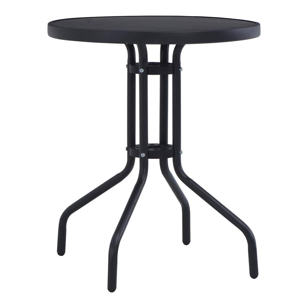 Garden Table 60 cm Steel and Glass Black