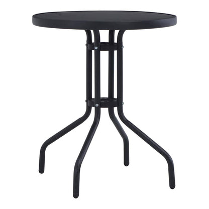 Garden Table 60 cm Steel and Glass Black