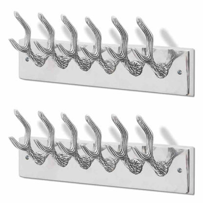 vidaXL Coat Rack | Set of 2 | Silver | Aluminium | Standard | Hooks | Coat Rack 2