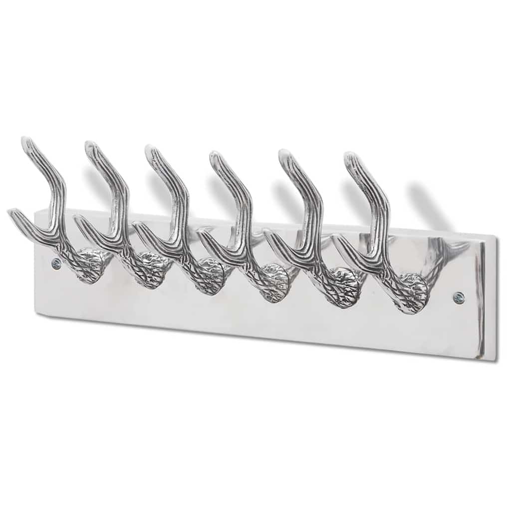 vidaXL Coat Rack | Set of 2 | Silver | Aluminium | Standard | Hooks | Coat Rack 3