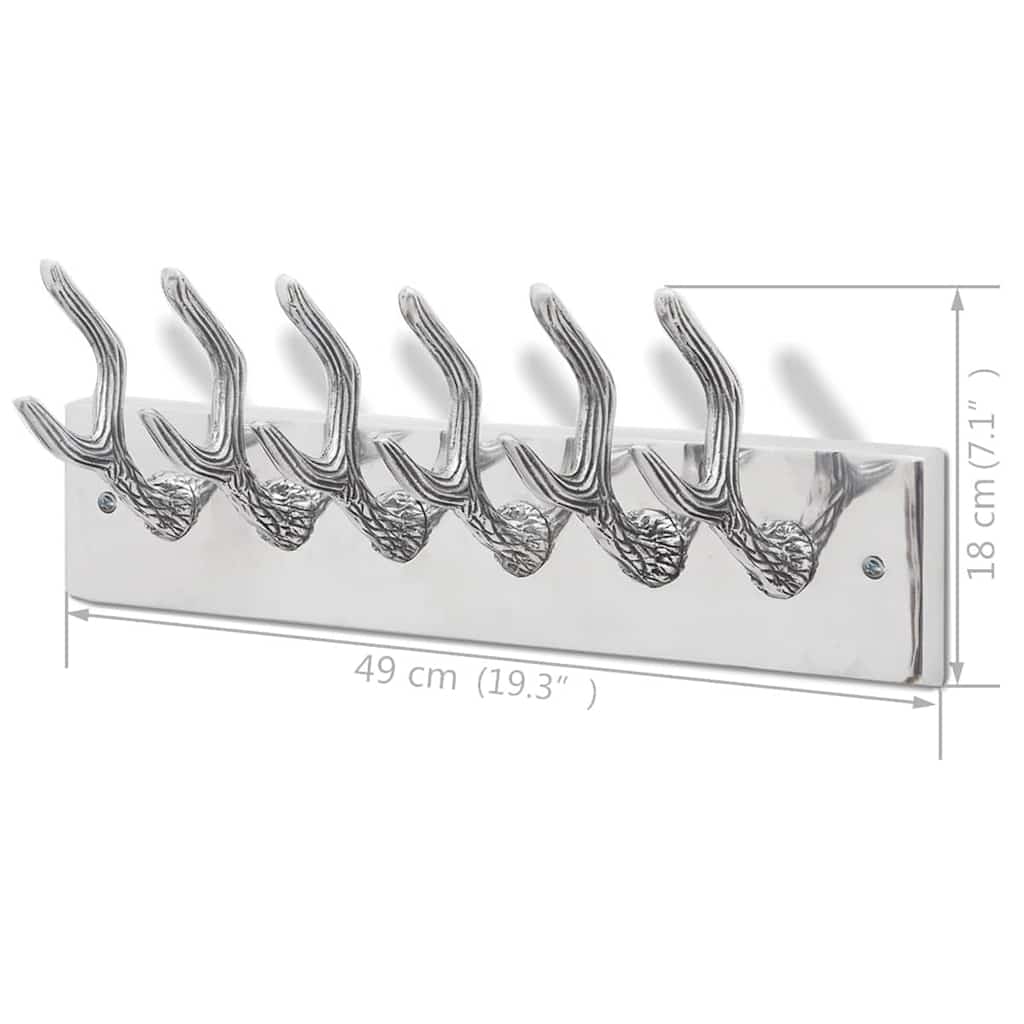 vidaXL Coat Rack | Set of 2 | Silver | Aluminium | Standard | Hooks | Coat Rack 6