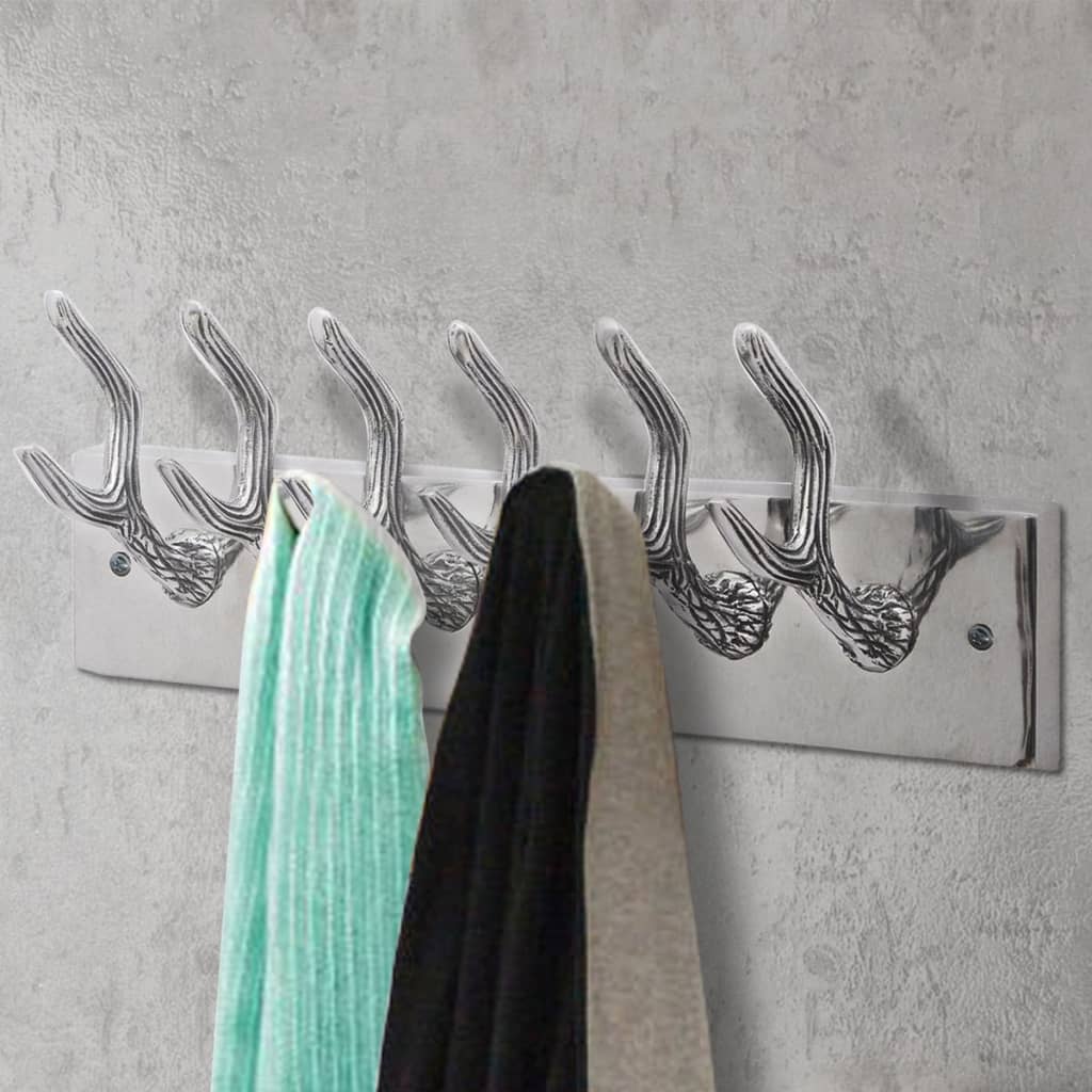 vidaXL Coat Rack | Set of 2 | Silver | Aluminium | Standard | Hooks | Coat Rack 1
