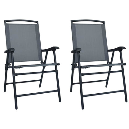 vidaXL Folding Chairs 2 pcs Texilene Grey 1