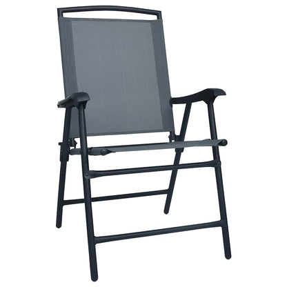 vidaXL Folding Chairs 2 pcs Texilene Grey 2