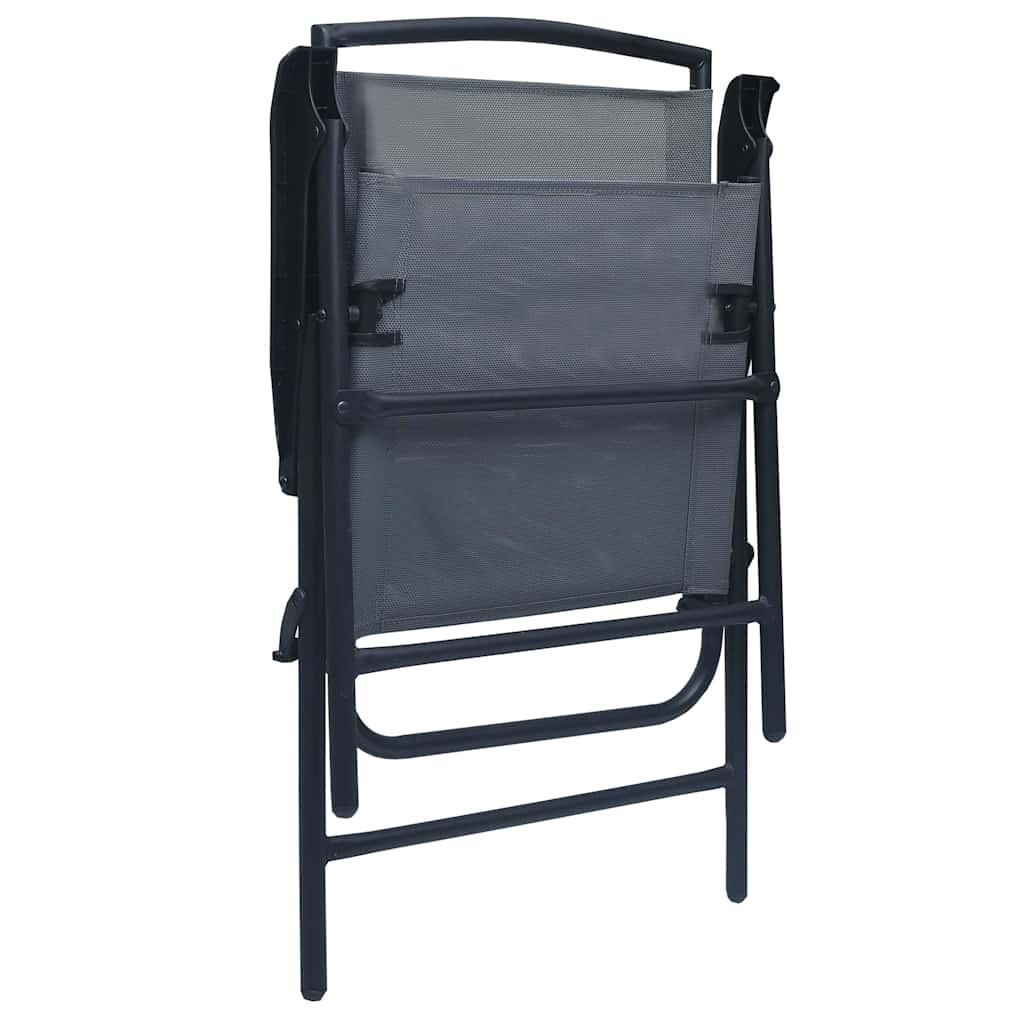 vidaXL Folding Chairs 2 pcs Texilene Grey 6