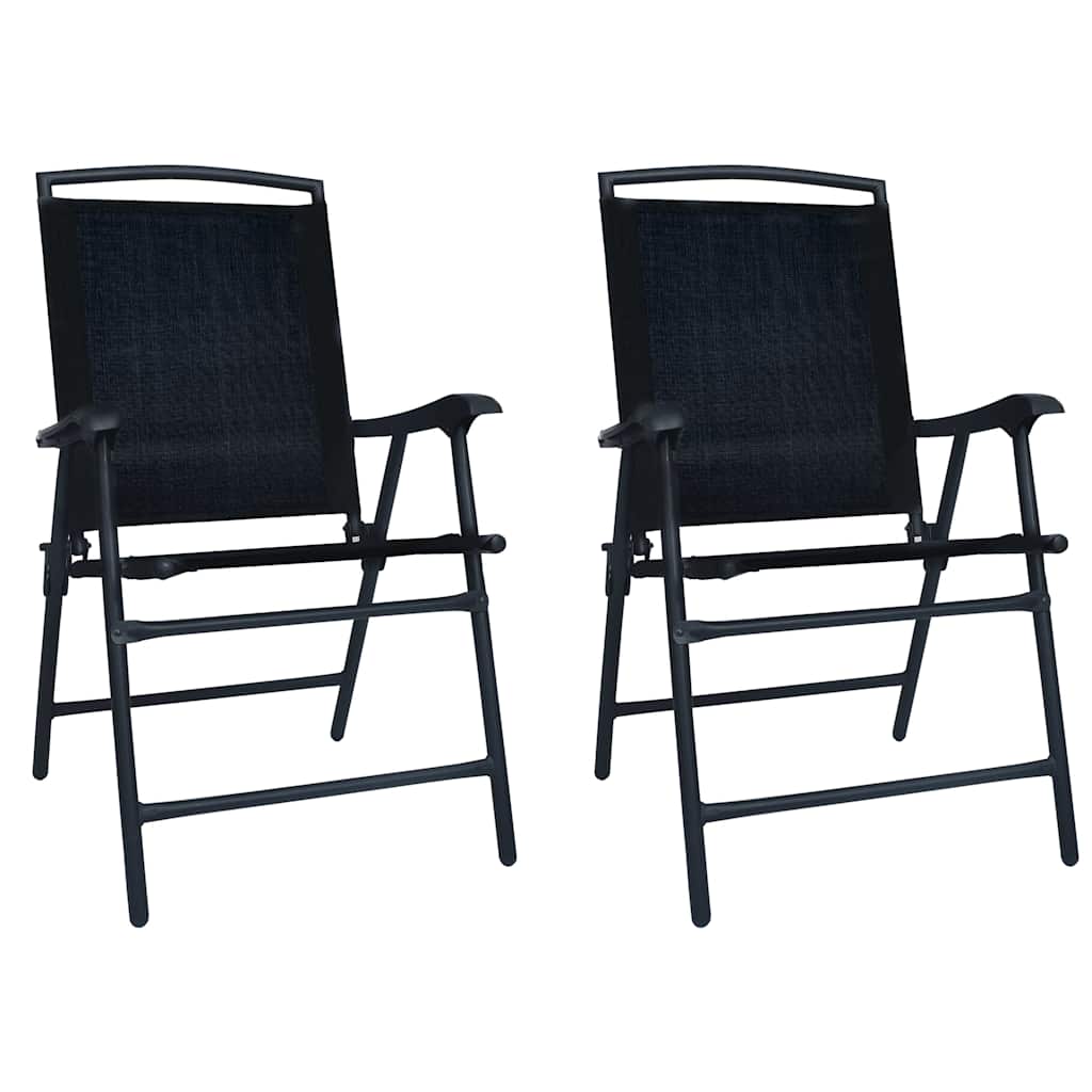 vidaXL Folding Chairs 2 pcs Texilene Black 1
