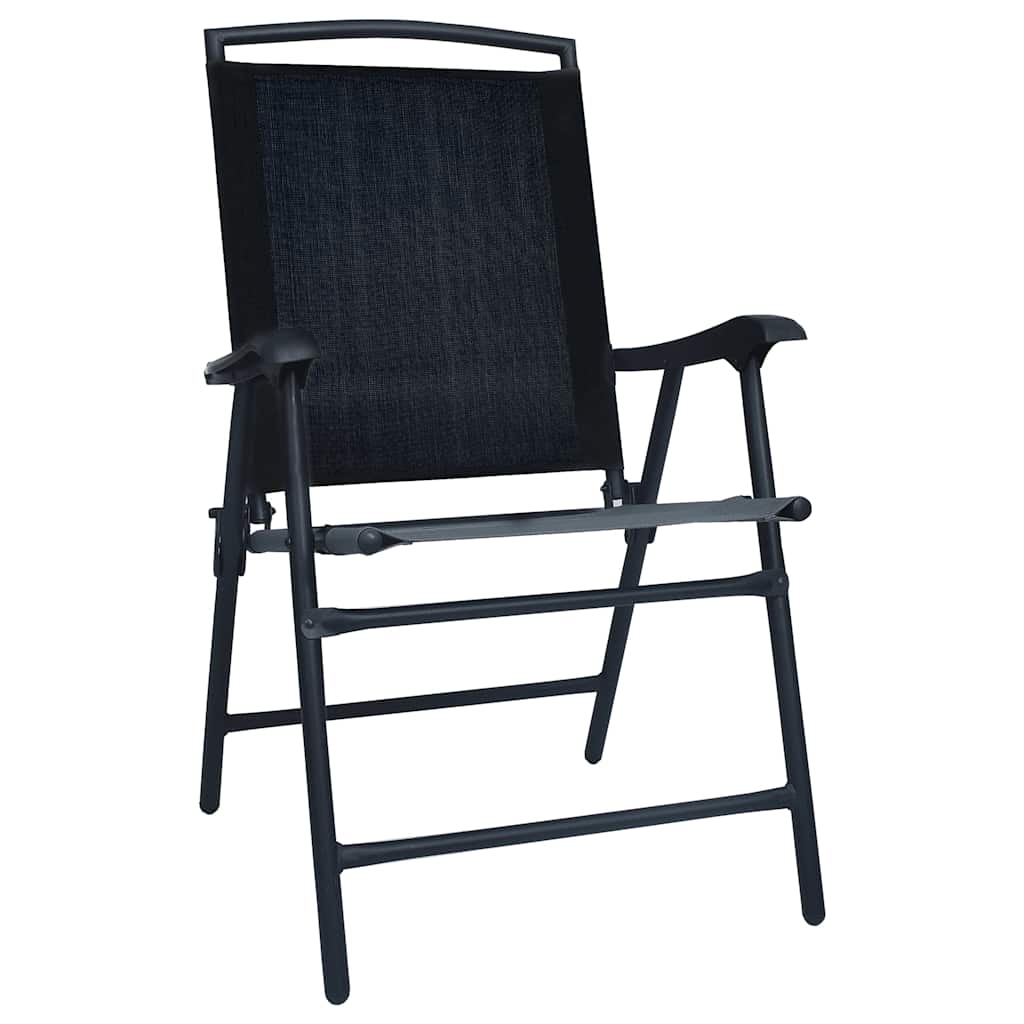 vidaXL Folding Chairs 2 pcs Texilene Black 2
