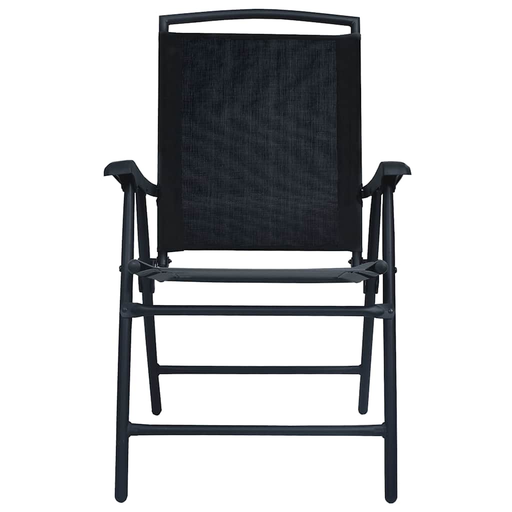 vidaXL Folding Chairs 2 pcs Texilene Black 3