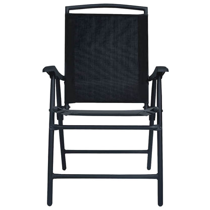 vidaXL Folding Chairs 2 pcs Texilene Black 3