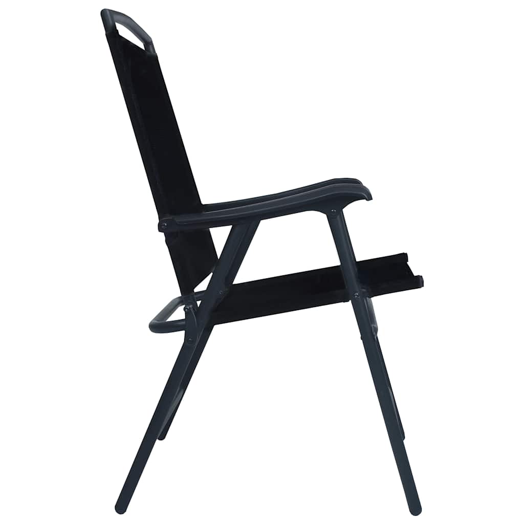 vidaXL Folding Chairs 2 pcs Texilene Black 4