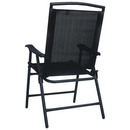 vidaXL Folding Chairs 2 pcs Texilene Black 5