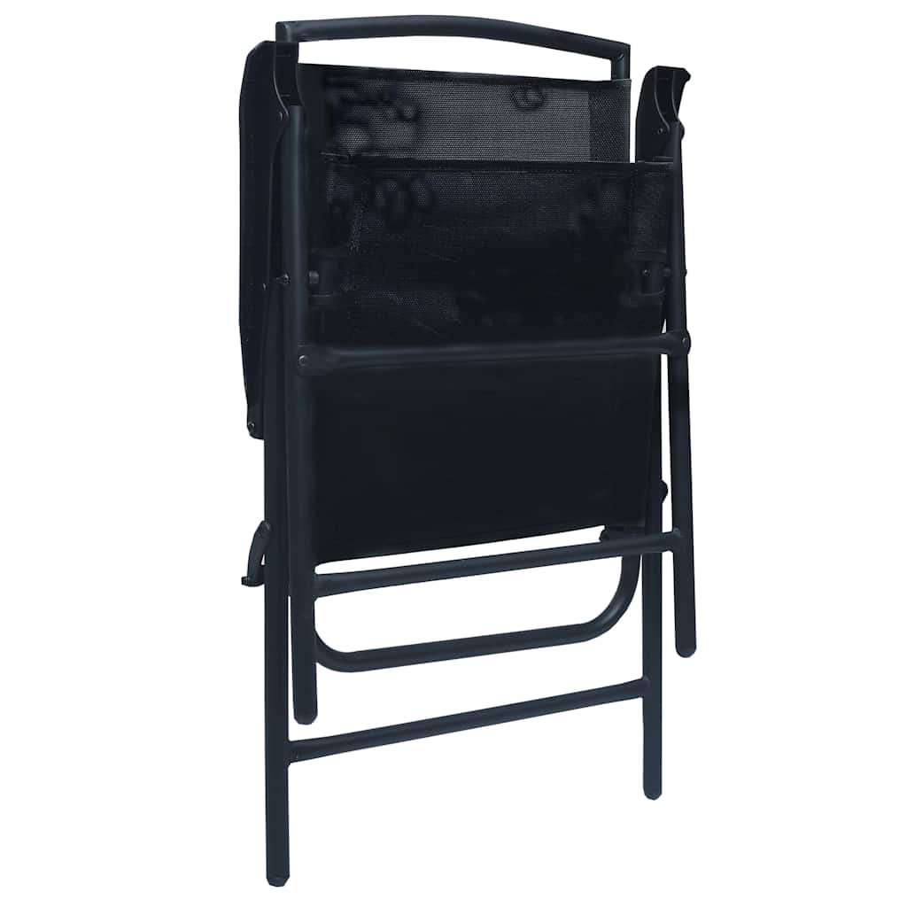 vidaXL Folding Chairs 2 pcs Texilene Black 6