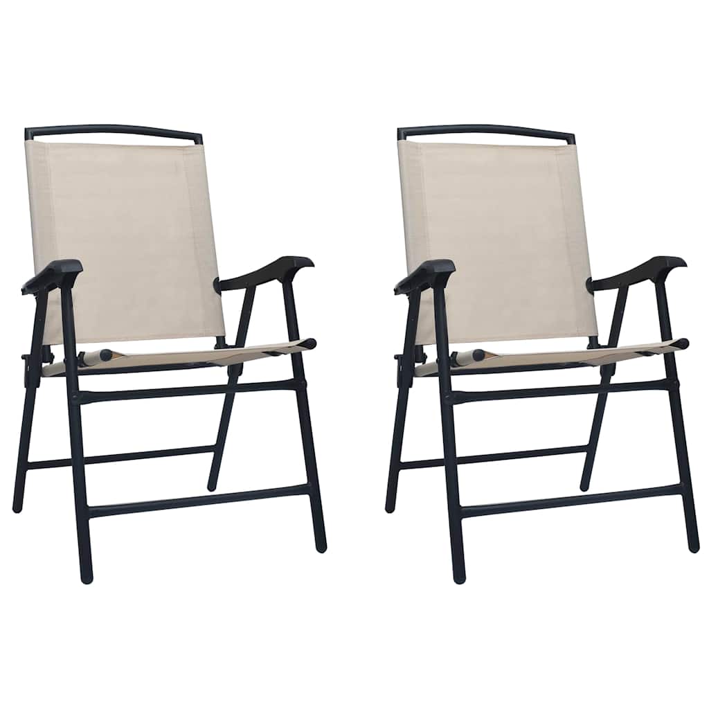 vidaXL Folding Chairs 2 pcs Texilene Cream 1