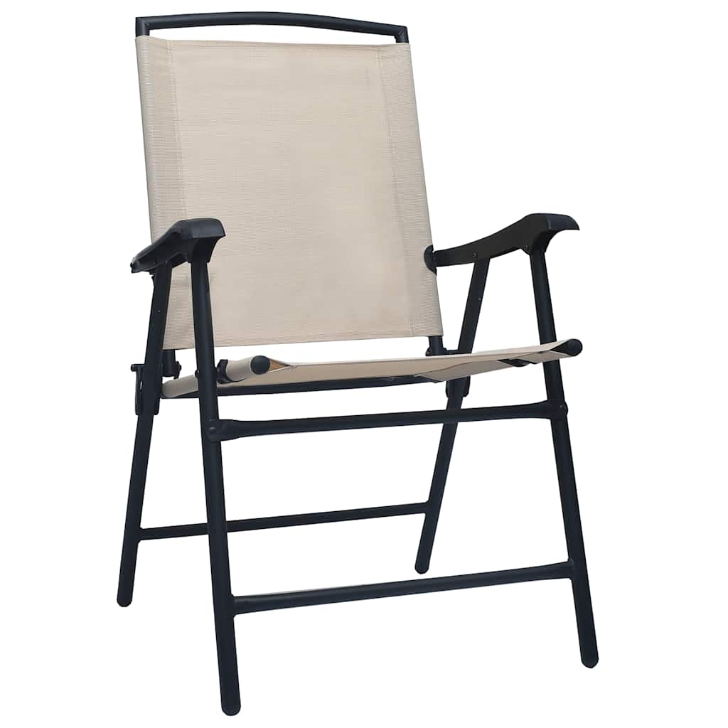 vidaXL Folding Chairs 2 pcs Texilene Cream 2