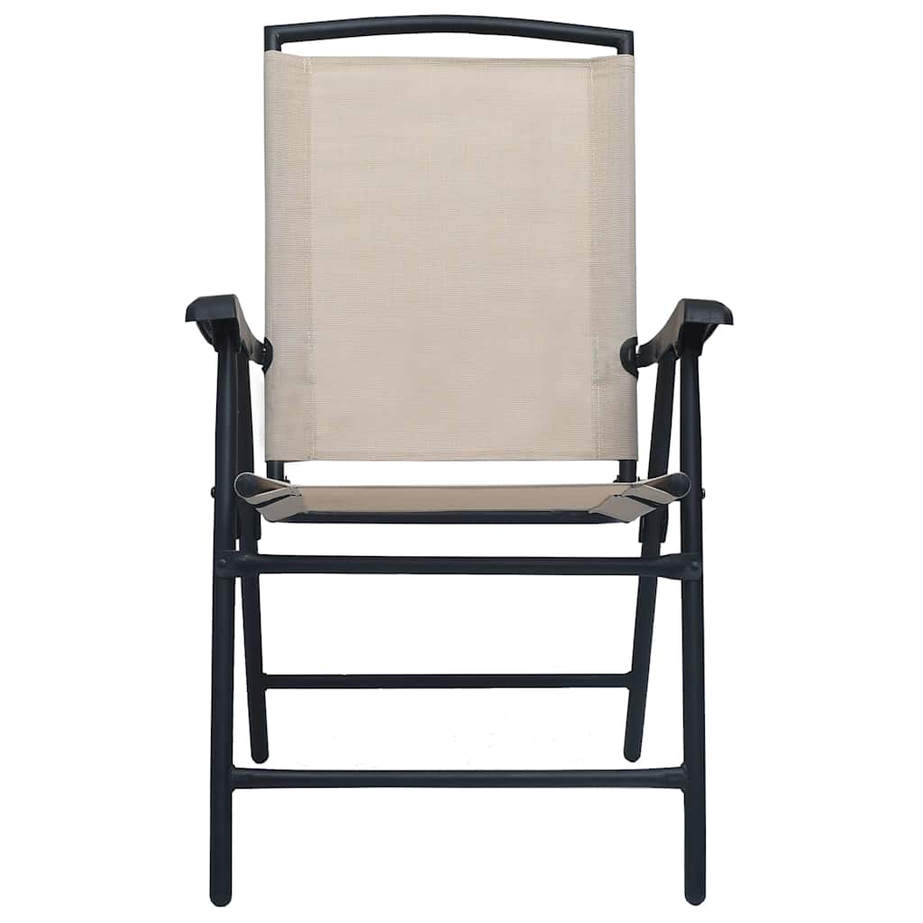 vidaXL Folding Chairs 2 pcs Texilene Cream 3