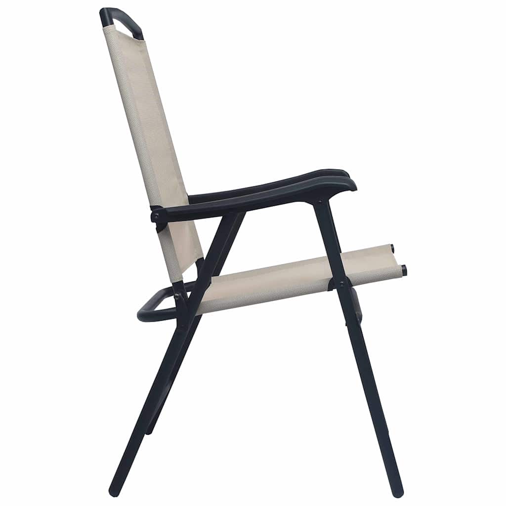 vidaXL Folding Chairs 2 pcs Texilene Cream 4
