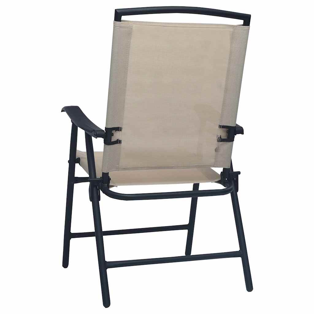 vidaXL Folding Chairs 2 pcs Texilene Cream 5