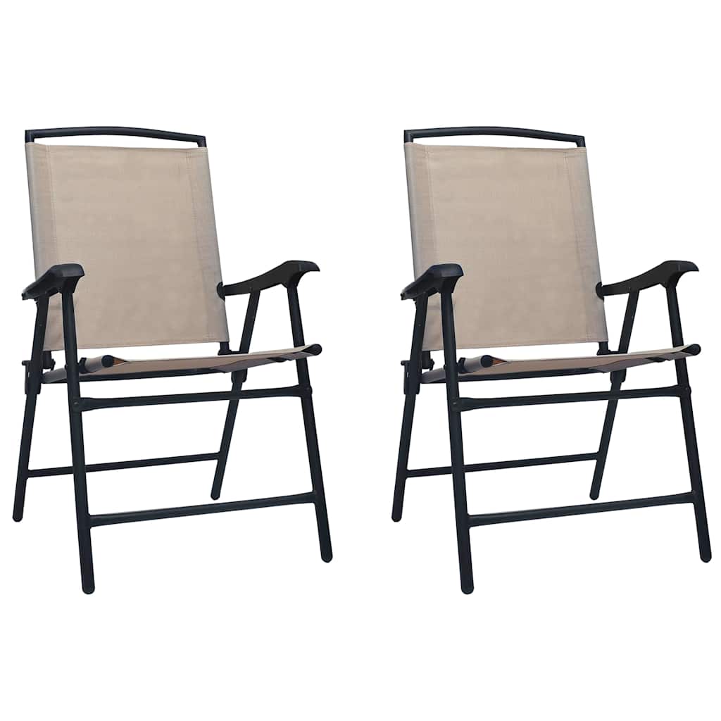 vidaXL Folding Chairs 2 pcs Texilene Taupe 1