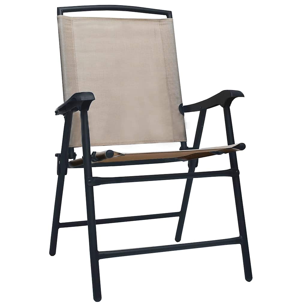 vidaXL Folding Chairs 2 pcs Texilene Taupe 2
