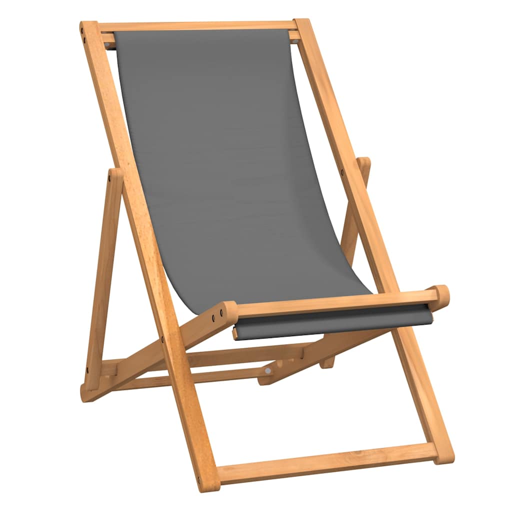 vidaXL Folding Chair Solid Teak Wood Grey 2