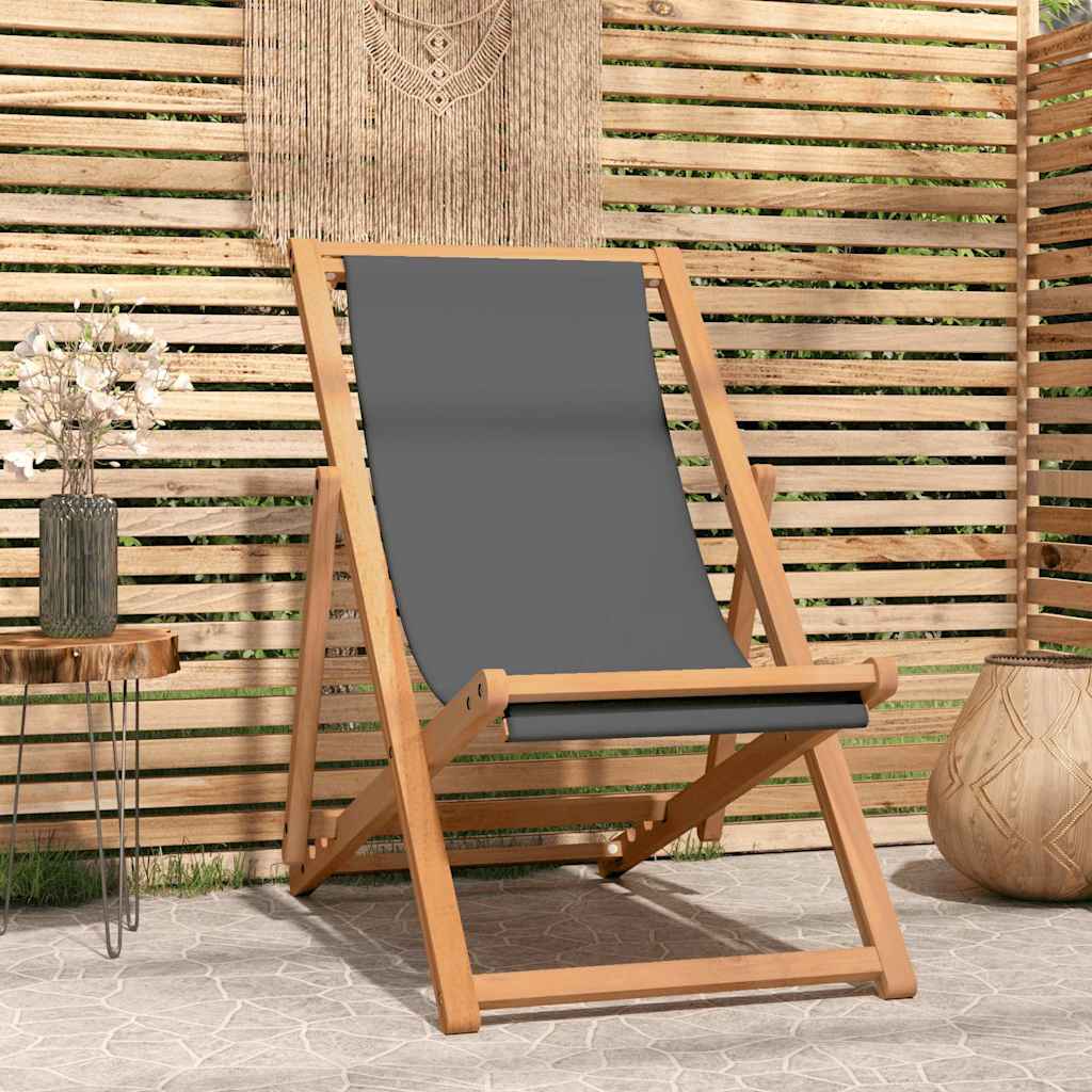 vidaXL Folding Chair Solid Teak Wood Grey 1