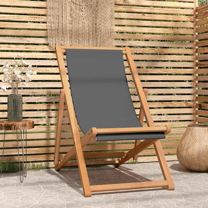 vidaXL Folding Chair Solid Teak Wood Grey 1
