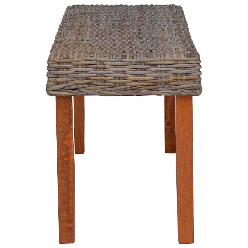 285791 vidaXL Bench 110 cm Natural Kubu Rattan and Solid Mahogany Wood 4