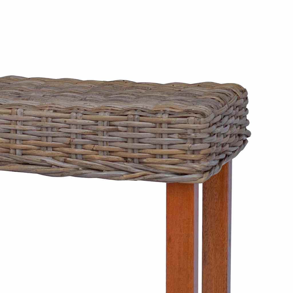 285791 vidaXL Bench 110 cm Natural Kubu Rattan and Solid Mahogany Wood 5