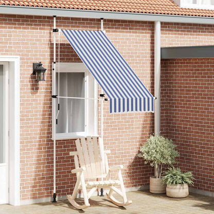 145829 vidaXL Manual Retractable Awning 100 cm Blue and White Stripes 1