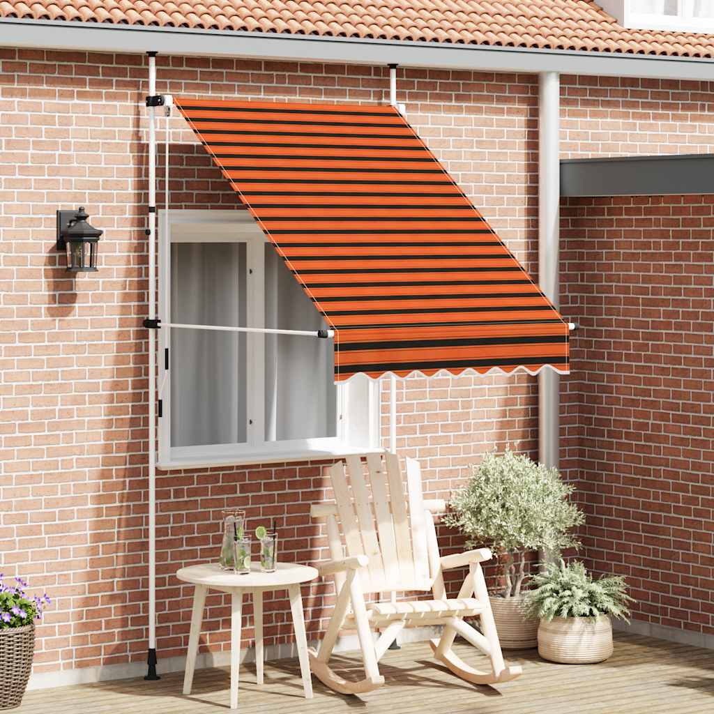 145835 vidaXL Manual Retractable Awning 150 cm Orange and Brown 1