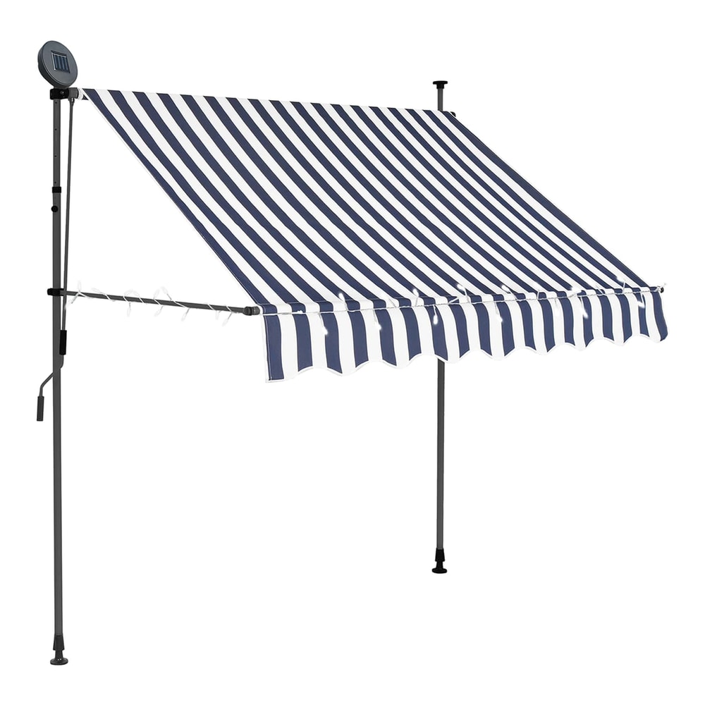 Manual Retractable Awning with LED Blue and White 100 cm