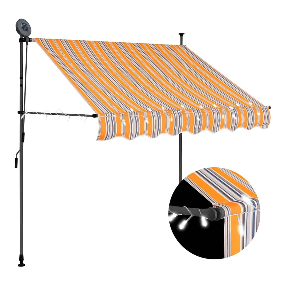 Manual Retractable Awning with LED Yellow and Blue 100 cm