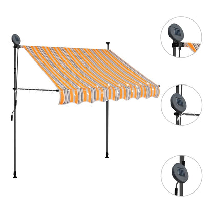 Manual Retractable Awning with LED Yellow and Blue 100 cm