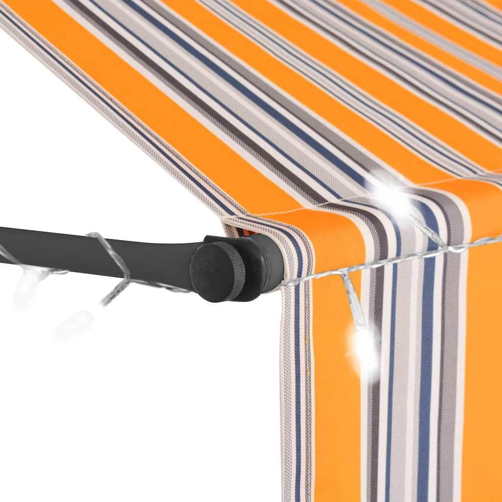 Manual Retractable Awning with LED Yellow and Blue 100 cm