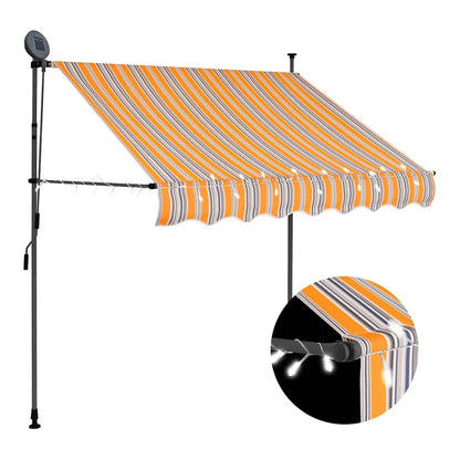 Manual Retractable Awning with LED Yellow and Blue 150 cm