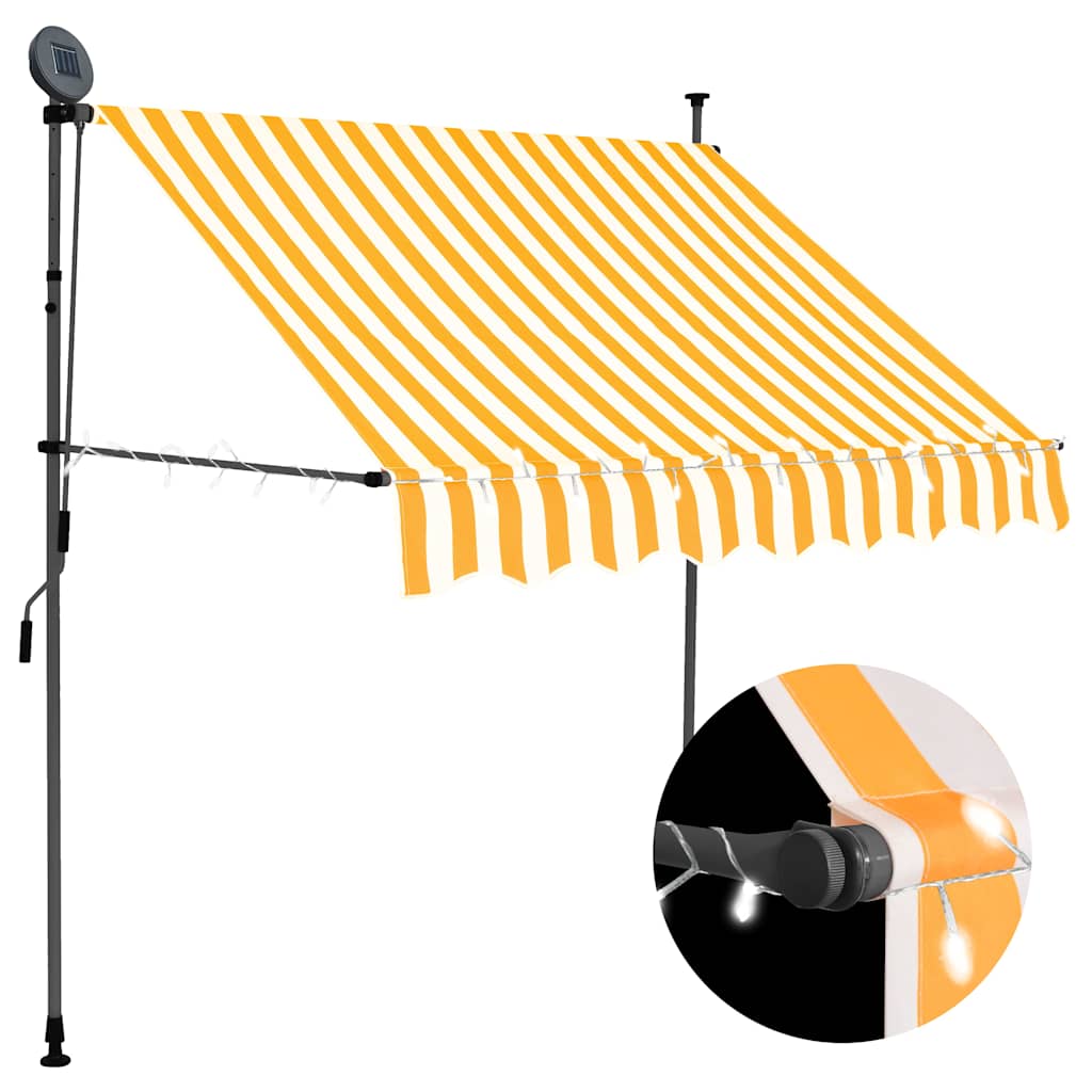 vidaXL Manual Retractable Awning with LED 100 cm White and Orange 1
