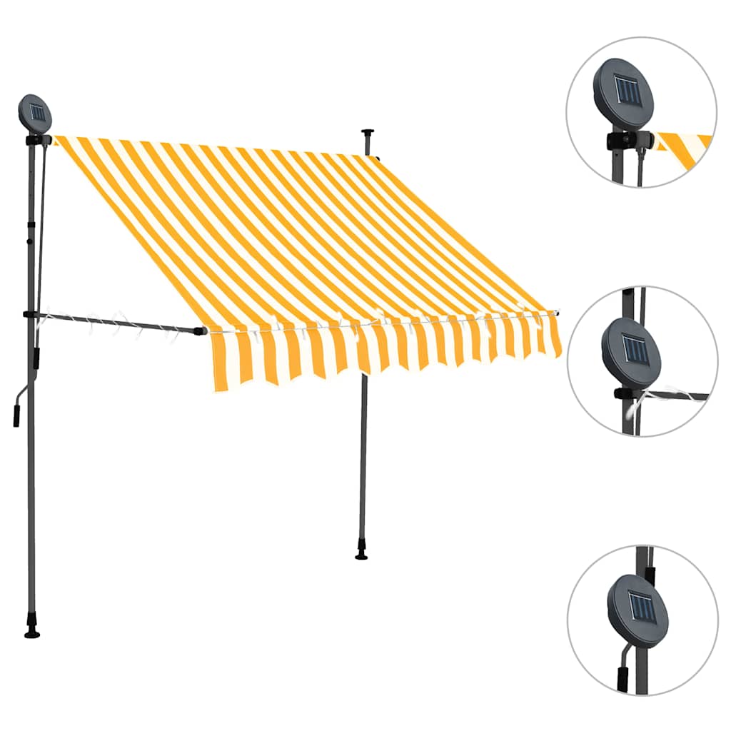 vidaXL Manual Retractable Awning with LED 100 cm White and Orange 3
