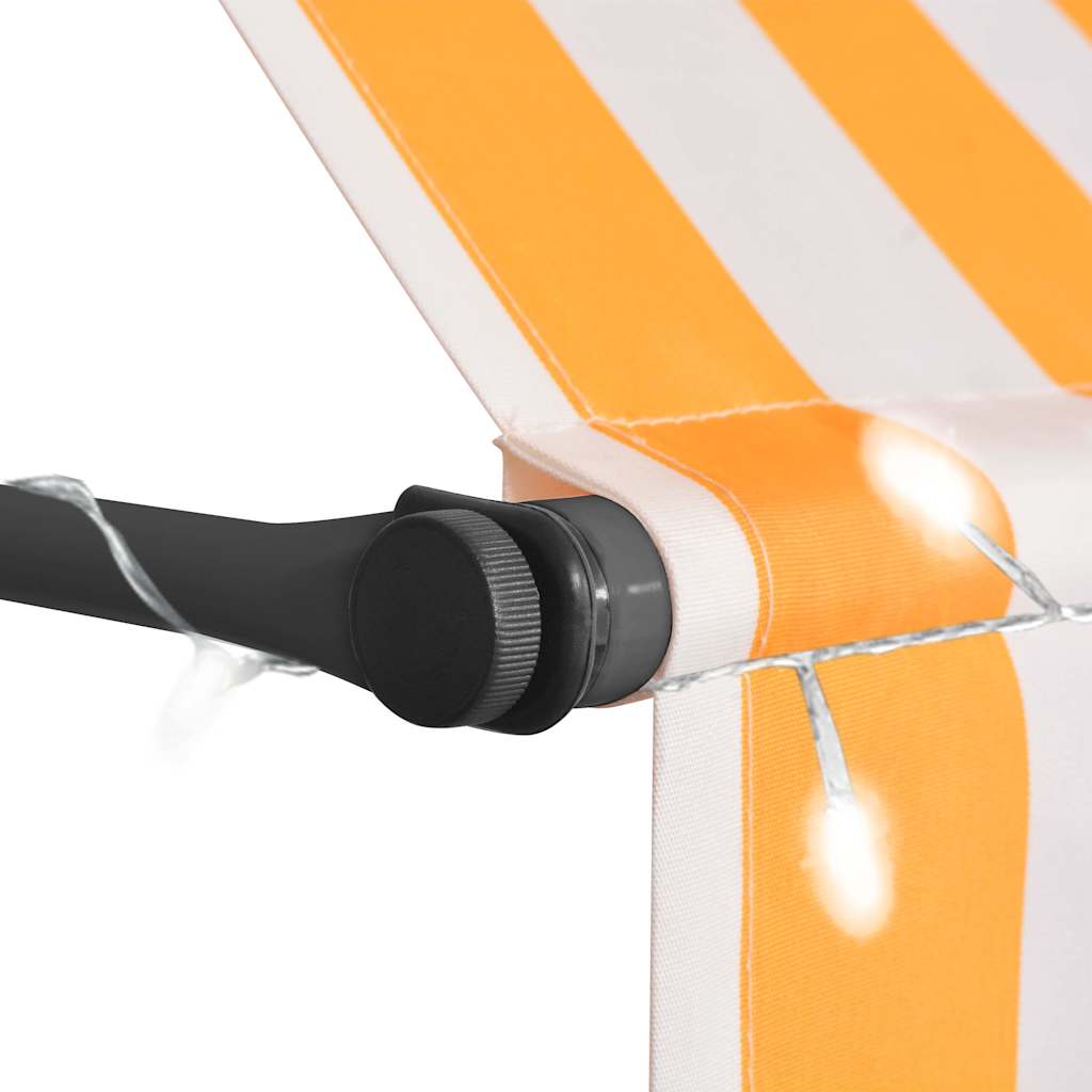 vidaXL Manual Retractable Awning with LED 100 cm White and Orange 4