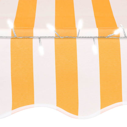 vidaXL Manual Retractable Awning with LED 100 cm White and Orange 5