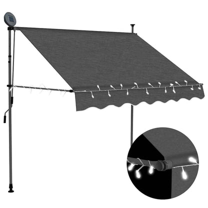 Manual Retractable Awning with LED Anthracite 150 cm