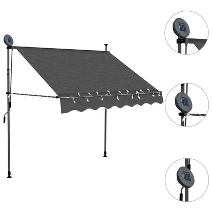 Manual Retractable Awning with LED Anthracite 150 cm