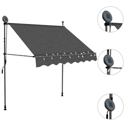 Manual Retractable Awning with LED Anthracite 200 cm
