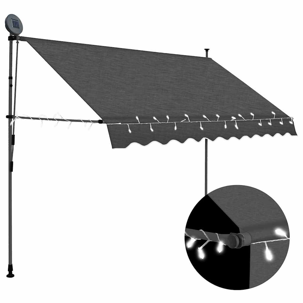 vidaXL Manual Retractable Awning with LED Anthracite