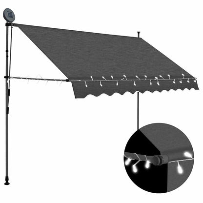 vidaXL Manual Retractable Awning with LED Anthracite