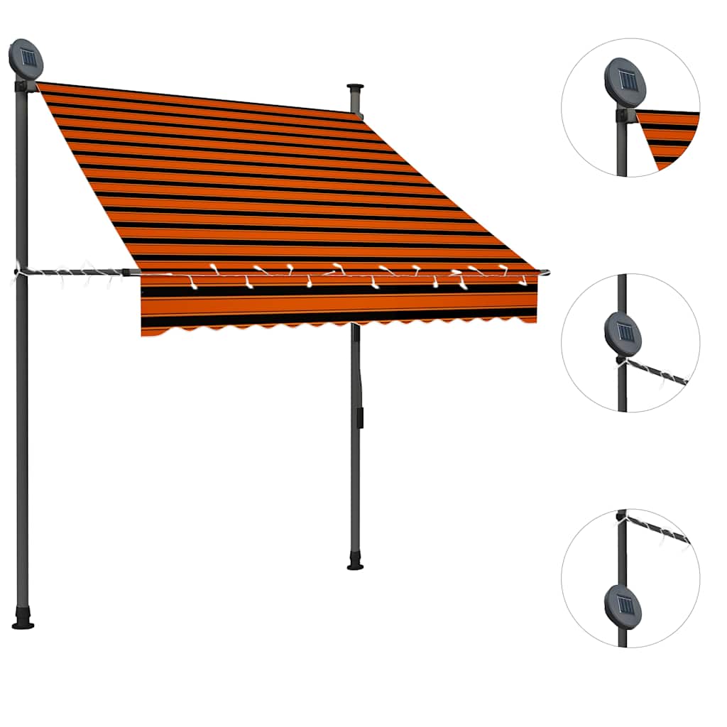 vidaXL Retractable Awning | Orange and Brown | Polyester with PU coating, Steel 3