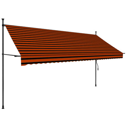 vidaXL Retractable Awning | Orange and Brown | Polyester with PU coating, Steel 2