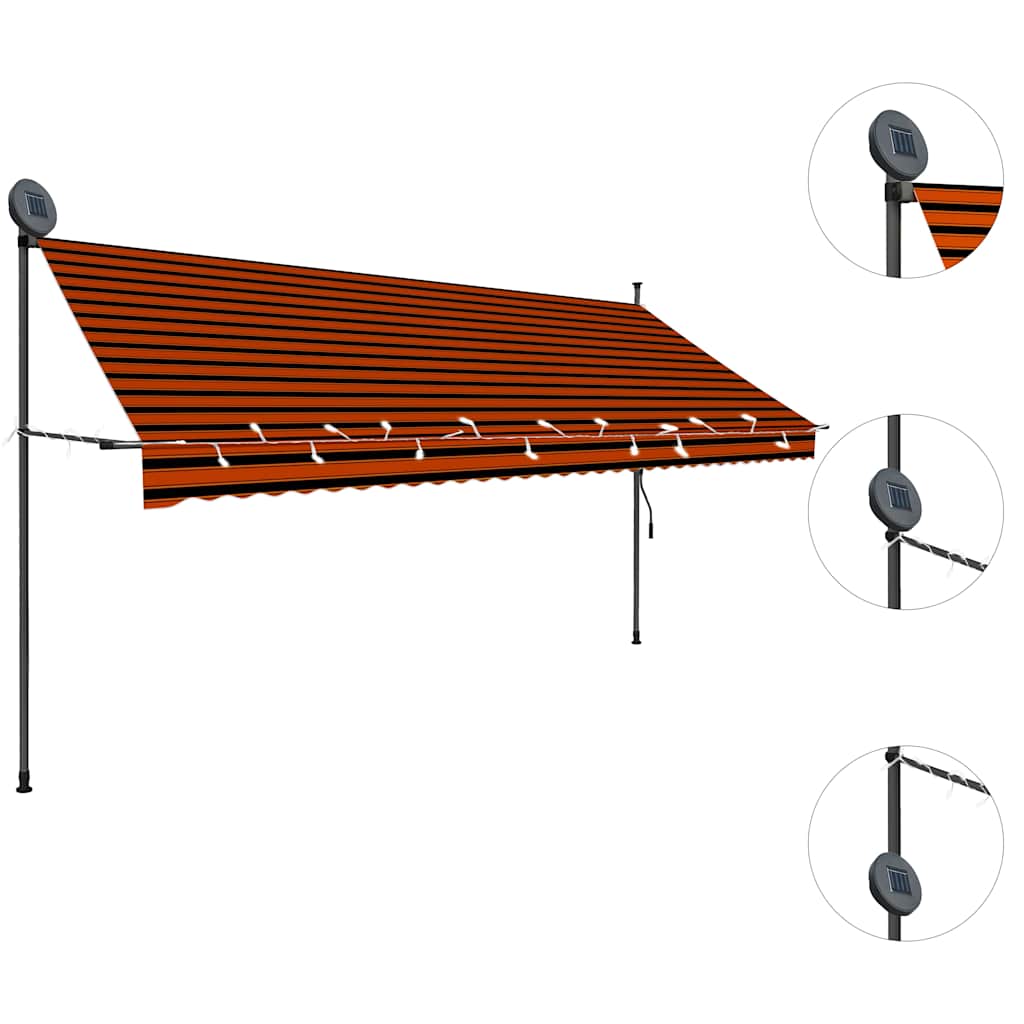 vidaXL Retractable Awning | Orange and Brown | Polyester with PU coating, Steel 3