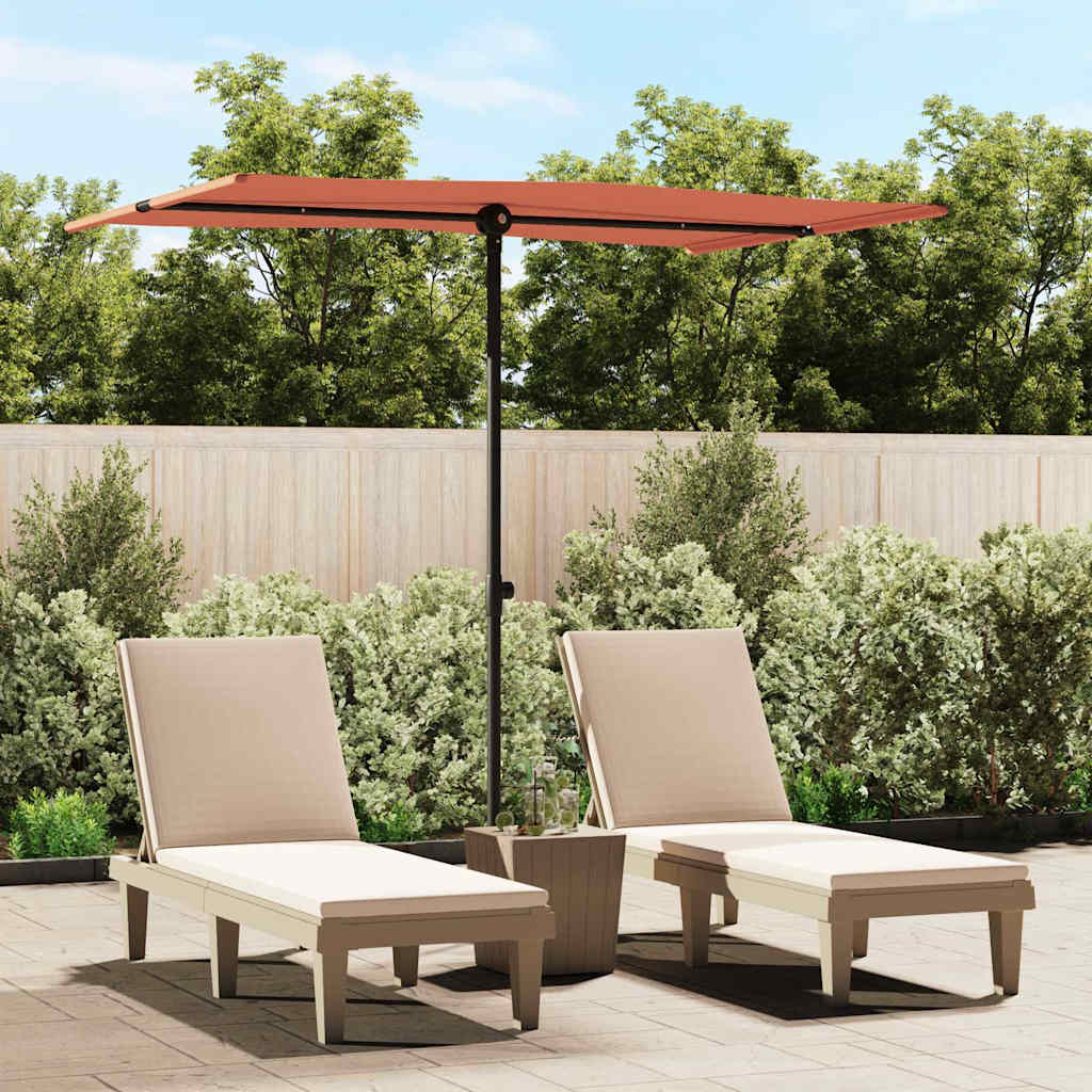 vidaXL Garden Parasol with Aluminium Pole 2x1.5 m Terracotta 1